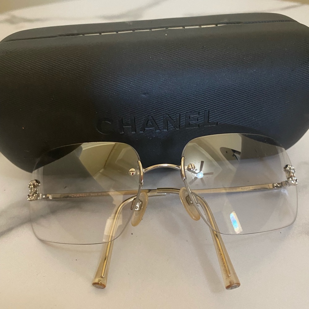 Chanel clear lenses sunglasses with crystal logo